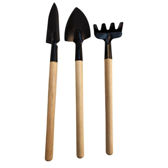 Mini Garden Bonsai Succulent Terrarium House Plant Hand Tool 3 pc Set With Wood - Picture 5 of 7